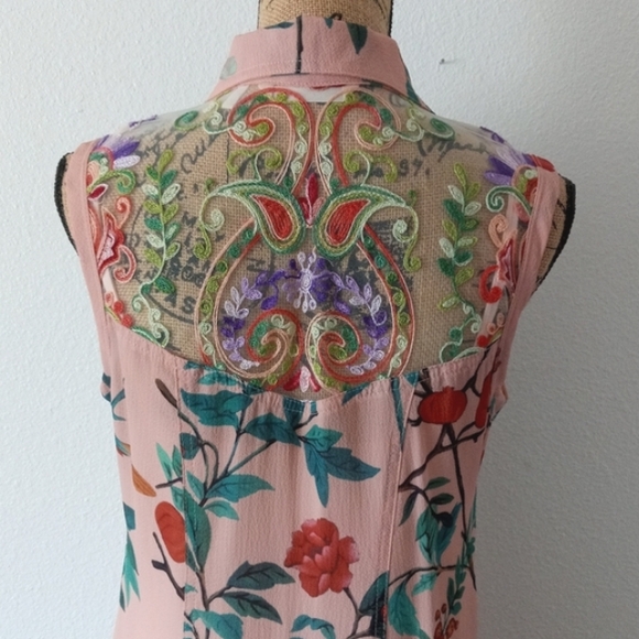 Soft Surroundings Chinoiserie Floral And Birds Maxi Dress - Picture 6 of 12